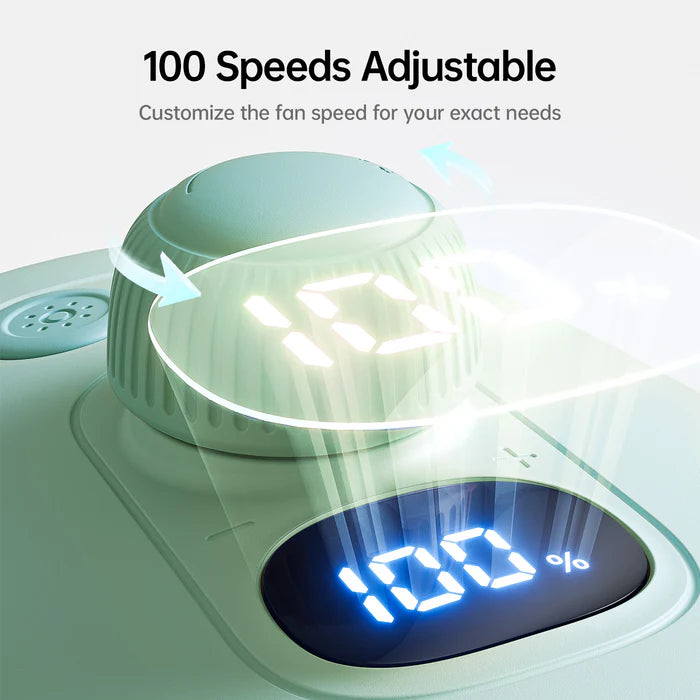 Ventilator portabil pentru cărucior JISULIFE, Life 2S autonomie 2.5-12.5h, baterie 5000mAh, 100 viteze, încărcare rapidă, Filtru pentru purificare aer, bej