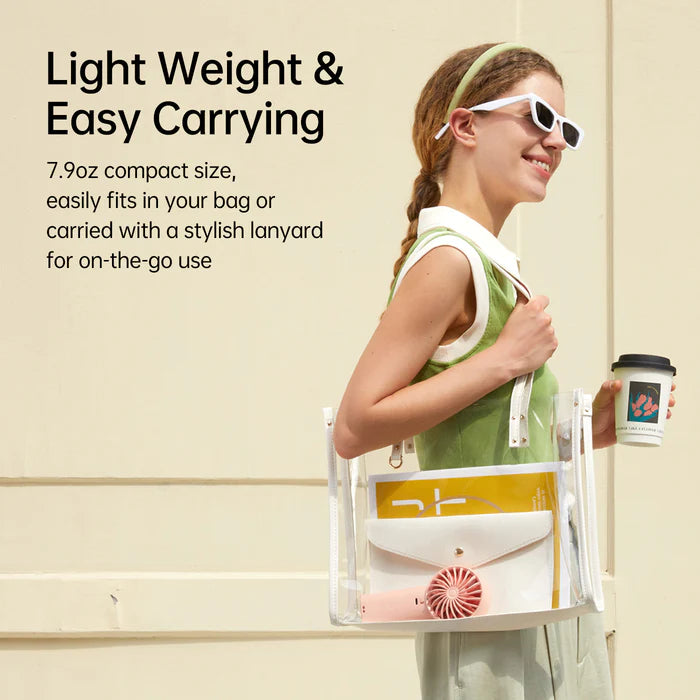 Ventilator portabil de mână JISULIFE, Life4, autonomie 2.5-13h, baterie 3600mAh, 5 viteze, încărcare rapidă, Roz