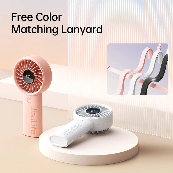Ventilator portabil de mână JISULIFE, Life4, autonomie 3.5-17h, baterie 5000mAh, 5 viteze, încărcare rapidă, Alb