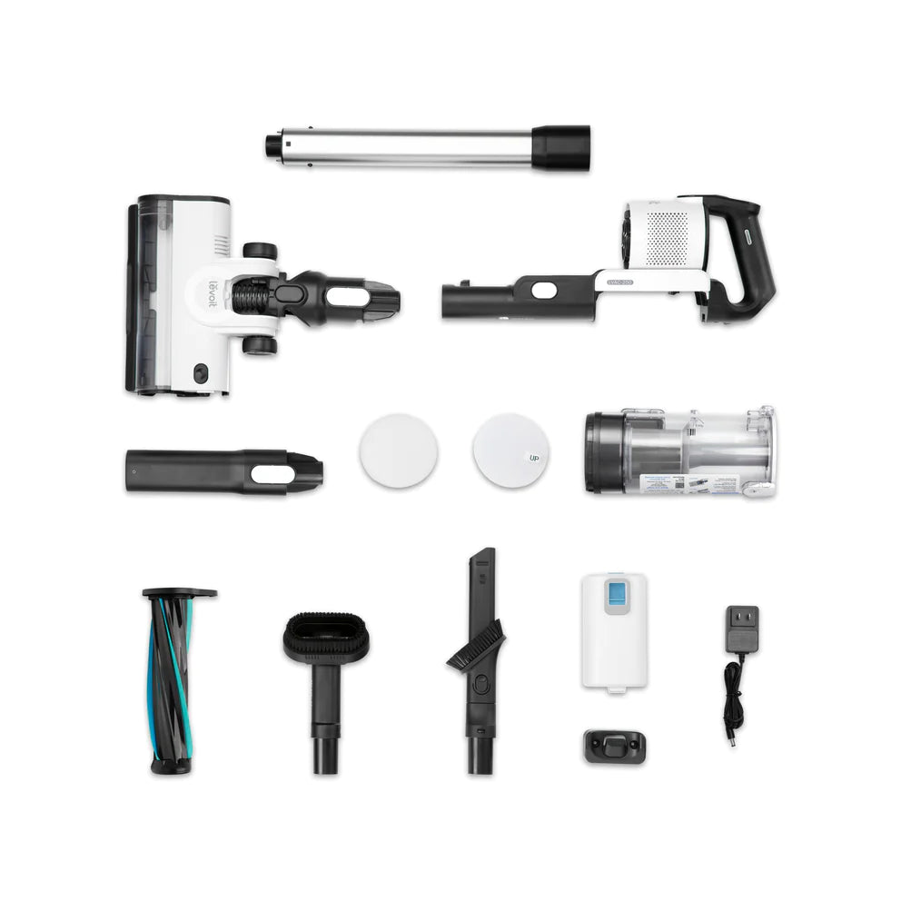 Aspirator vertical fara fir LEVOIT V200 , Autonomie 50 Min, Iluminare LED, 180W, Container 0.75 L, Filtru HEPA 5 Stadii, ALB