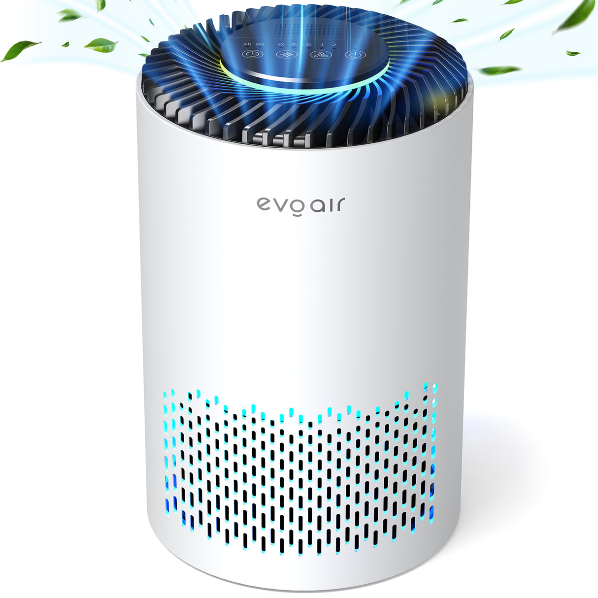 Purificator de aer Evoair Zuno, Filtru 3 in 1 True HEPA, Carbon Activ, Lampă UV, 3 viteze, Mod Noapte, Aromaterapie, Lumină Ambientală, Timer, Alb