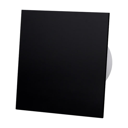 Ventilator baie dRim Ø125 TS, Super Silent, Timer, Debit 140 m3/h, Panou plexi schimbabil, clapeta antiretur, Garantie 2 ani, Black Negru