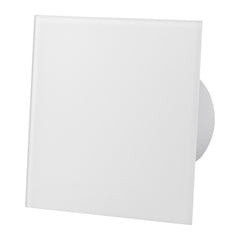 Ventilator baie dRim Ø125 S, Super Silent, Debit 140 m3/h, Panou sticla schimbabil, clapeta antiretur, Garantie 2 ani, Alb