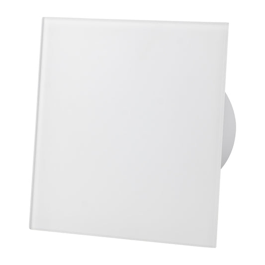 Ventilator baie dRim Ø100 HS, Super Silent, Senzor de umiditate, Debit 93 m3/h, Panou sticla schimbabil, clapeta antiretur, Garantie 2 ani, Alb Matt