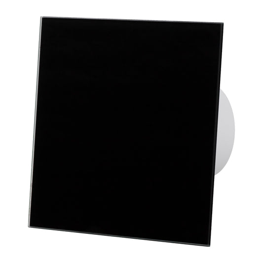 Ventilator baie dRim Ø125 S, Super Silent, Debit 140 m3/h, Panou sticla schimbabil, clapeta antiretur, Garantie 2 ani, Black Negru