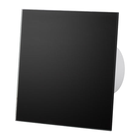 Ventilator baie dRim Ø100 HS, Super Silent, Senzor de umiditate, Debit 93 m3/h, Panou sticla schimbabil, clapeta antiretur, Garantie 2 ani, Matt Black Negru