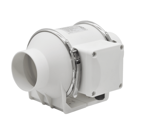 Ventilator centrifugal de tubulatură Ecovent OPTIFLOW 100, Putere 30W, Debit 210mc/h, Diametru Ø100mm, Presiune 147Pa, Alb