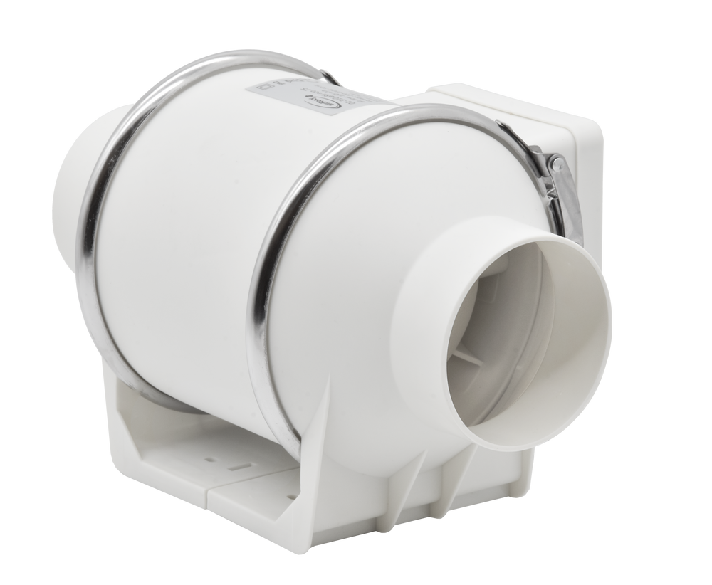Ventilator centrifugal de tubulatură Ecovent OPTIFLOW 100, Putere 30W, Debit 210mc/h, Diametru Ø100mm, Presiune 147Pa, Alb