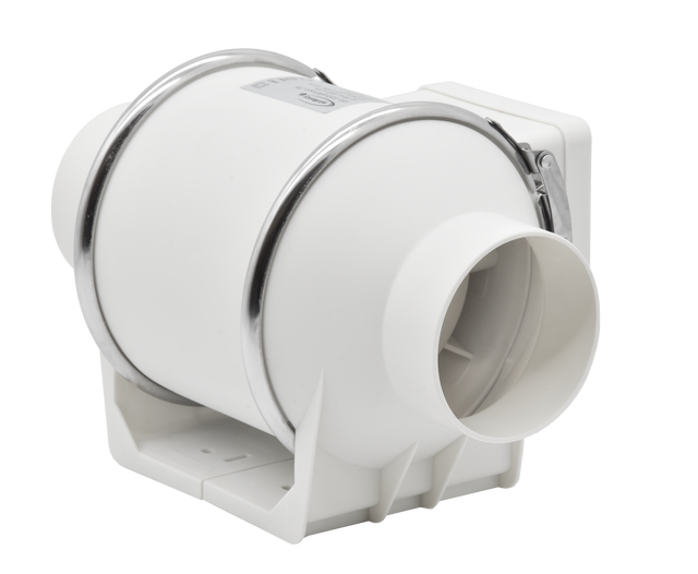 Ventilator centrifugal de tubulatură Ecovent OPTIFLOW 100, Putere 30W, Debit 210mc/h, Diametru Ø100mm, Presiune 147Pa, Alb