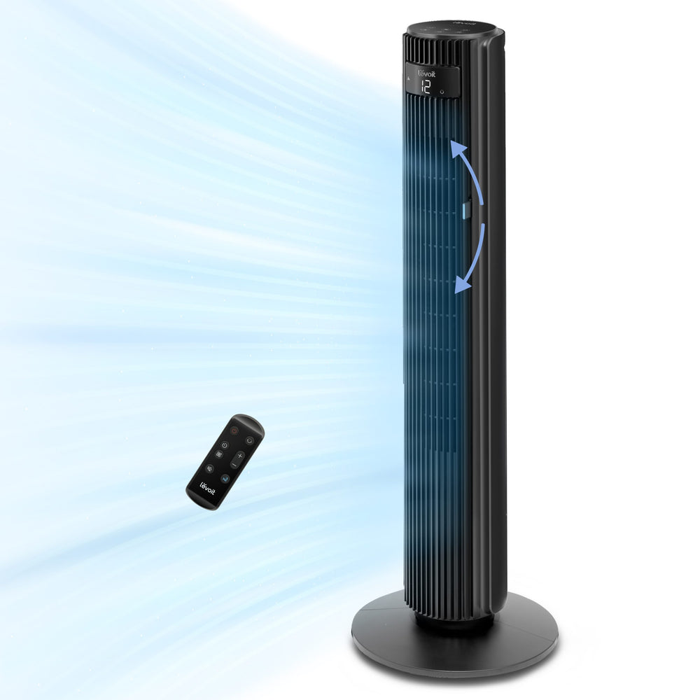 Resigilat! Ventilator turn Levoit, 107,6cm, 12 viteze, 4 moduri de funcționare, foarte silențios, telecomandă, negru