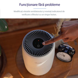 Purificator de aer Levoit Core Mini, Filtru 3 in 1 True HEPA, Panou Comanda Touch Screen, Alb
