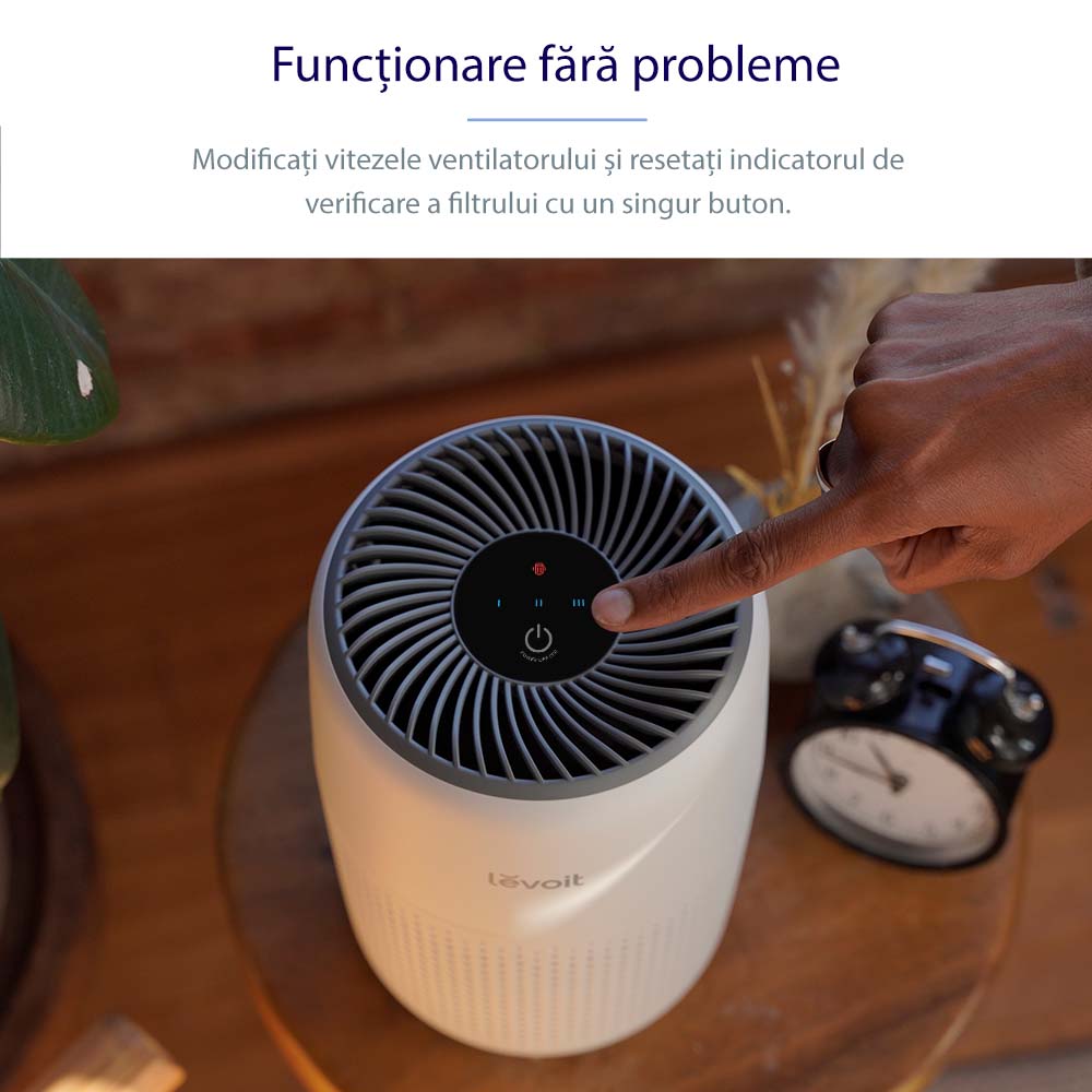 Resigilat! Purificator de aer Levoit Core Mini, Filtru 3 in 1 True HEPA, Panou Comanda Touch Screen, Alb