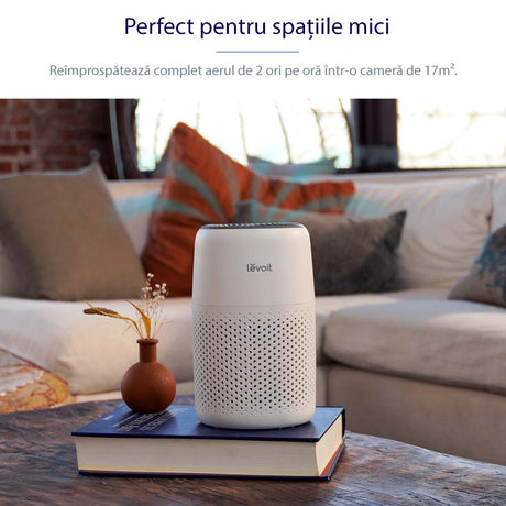 Purificator de aer Levoit Core Mini, Filtru 3 in 1 True HEPA, Panou Comanda Touch Screen, Alb