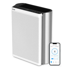 Purificator de aer Smart Levoit EverestAir Wi-Fi, Filtru True HEPA, Carbon Activ, Acoperire până la 100 m², Flux de Aer Multidirecțional, Mod Auto, Compatibil Alexa & Google Home, Touch Screen, Gri
