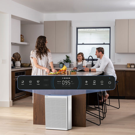 Purificator de aer Smart Levoit EverestAir Wi-Fi, Filtru True HEPA, Carbon Activ, Acoperire până la 100 m², Flux de Aer Multidirecțional, Mod Auto, Compatibil Alexa & Google Home, Touch Screen, Gri