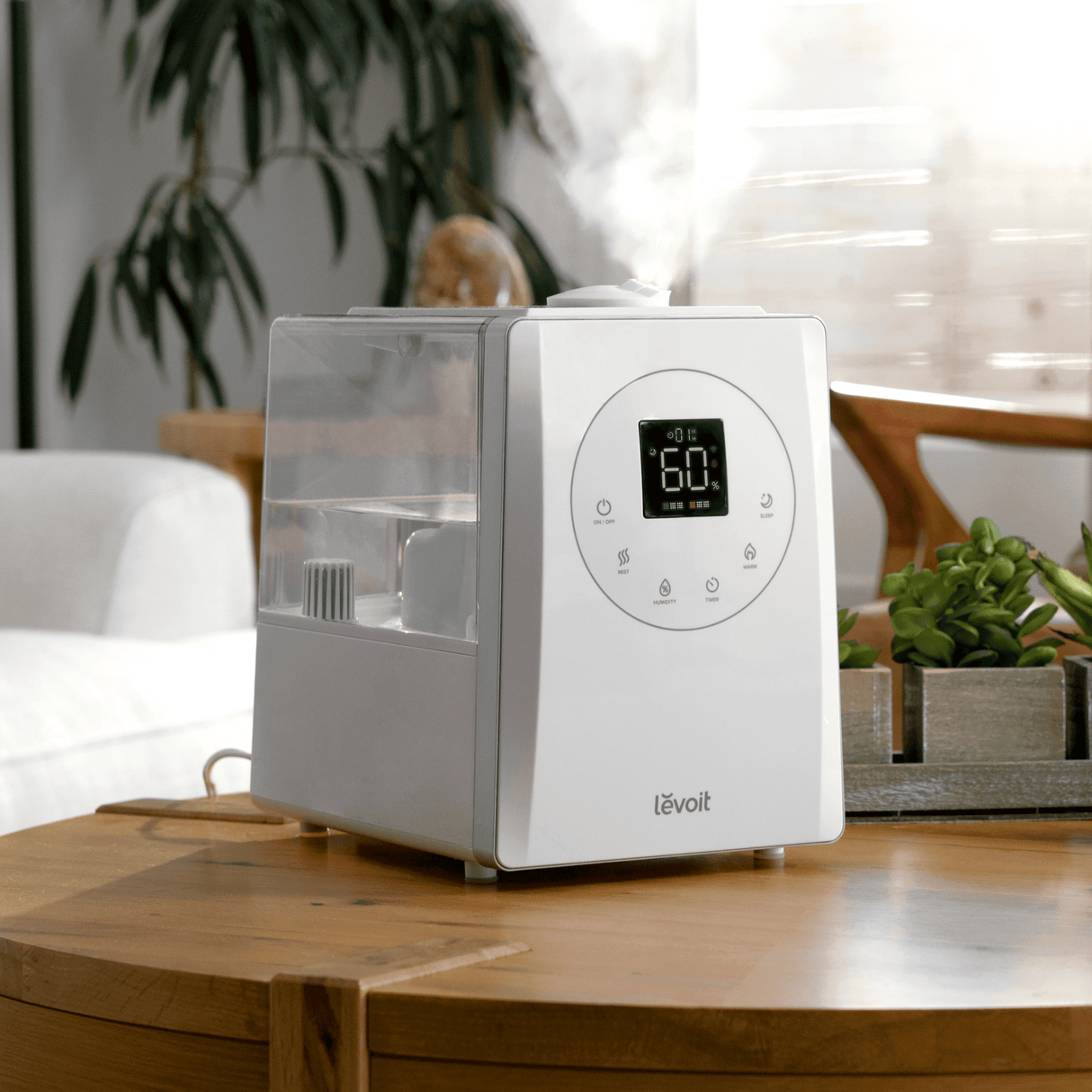 Umidificator de Aer LEVOIT LV600S SMART HYBRID, WI-FI Ultrasonic, Rezervor 6l, Super Silentios, Aromaterapie, Functie AUTO, Autonomie 50 Ore