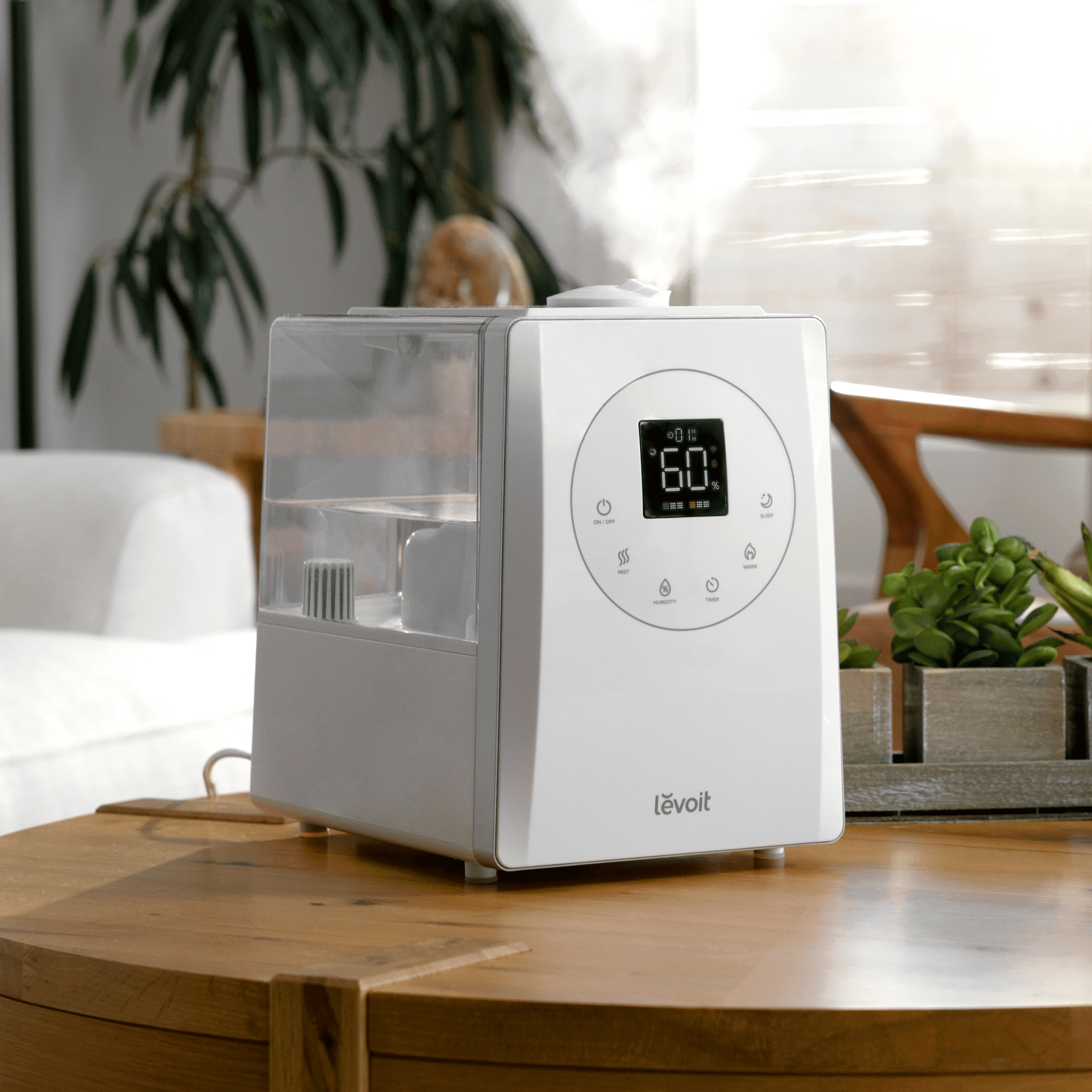 Resigilat! Umidificator de Aer LEVOIT LV600S SMART HYBRID, WI-FI Ultrasonic, Rezervor 6l, Super Silentios, Aromaterapie, Functie AUTO, Autonomie 50 Ore