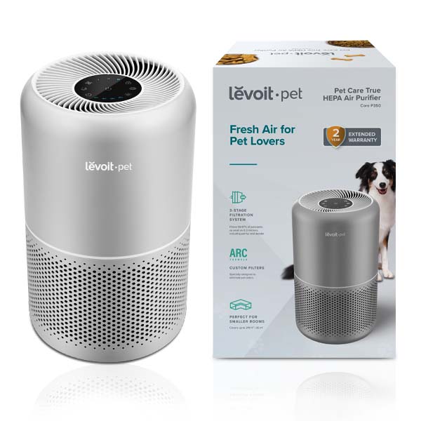 Purificator de Aer Levoit Core P350-RAC Pet Care, Filtru True HEPA, Carbon Activ, Super Silent, Filtrare 99.97%, 100% Ozon Free, Touch Screen, Gri