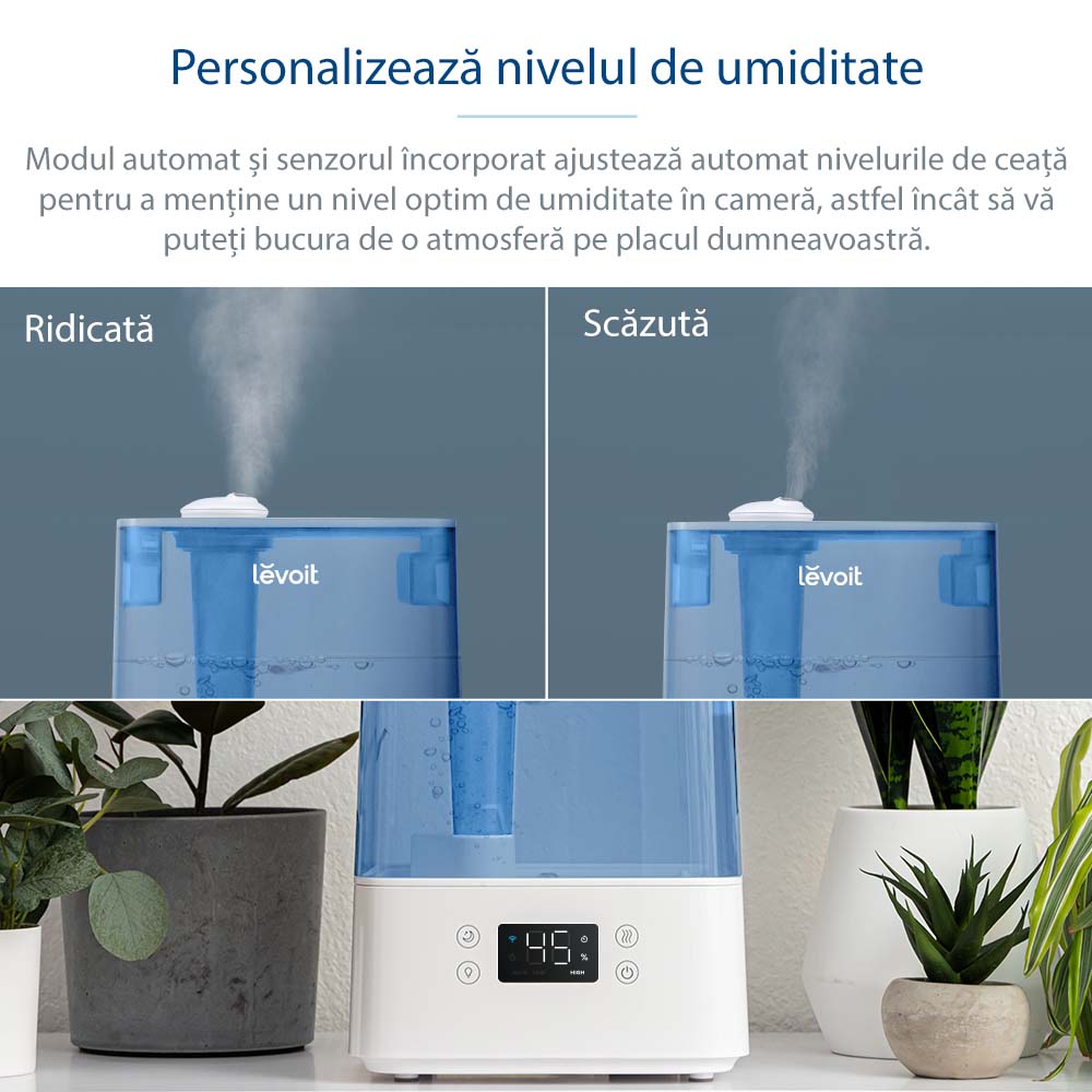 Resigilat! Umidificator de aer LEVOIT Classic 300S, Rezervor 6L, Super Silentios, Aplicatie Smart, Senzor Umiditate, Functie AUTO, Aromaterapie, Autonomie 60 ore, Blue