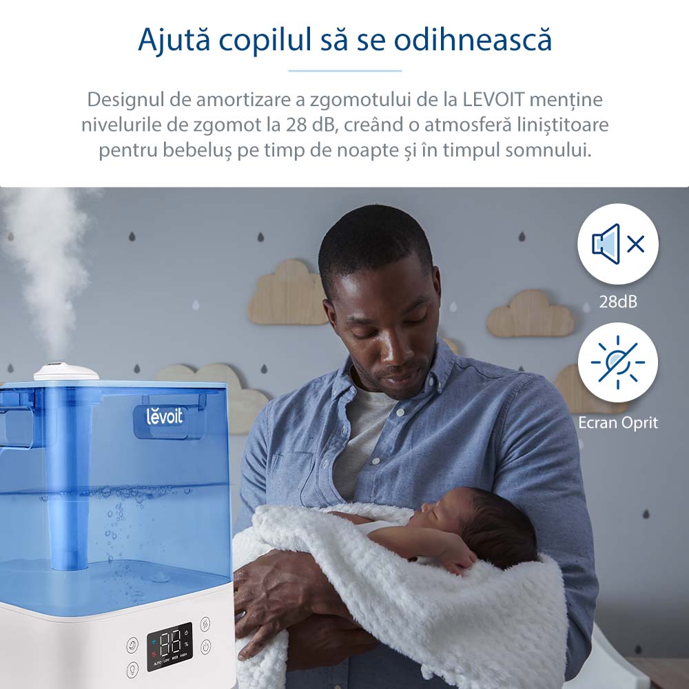 Resigilat! Umidificator de aer LEVOIT Classic 300S, Rezervor 6L, Super Silentios, Aplicatie Smart, Senzor Umiditate, Functie AUTO, Aromaterapie, Autonomie 60 ore, Blue