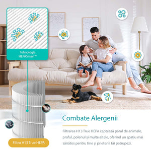 Purificator de Aer Levoit Core P350-RAC Pet Care, Filtru True HEPA, Carbon Activ, Super Silent, Filtrare 99.97%, 100% Ozon Free, Touch Screen, Gri