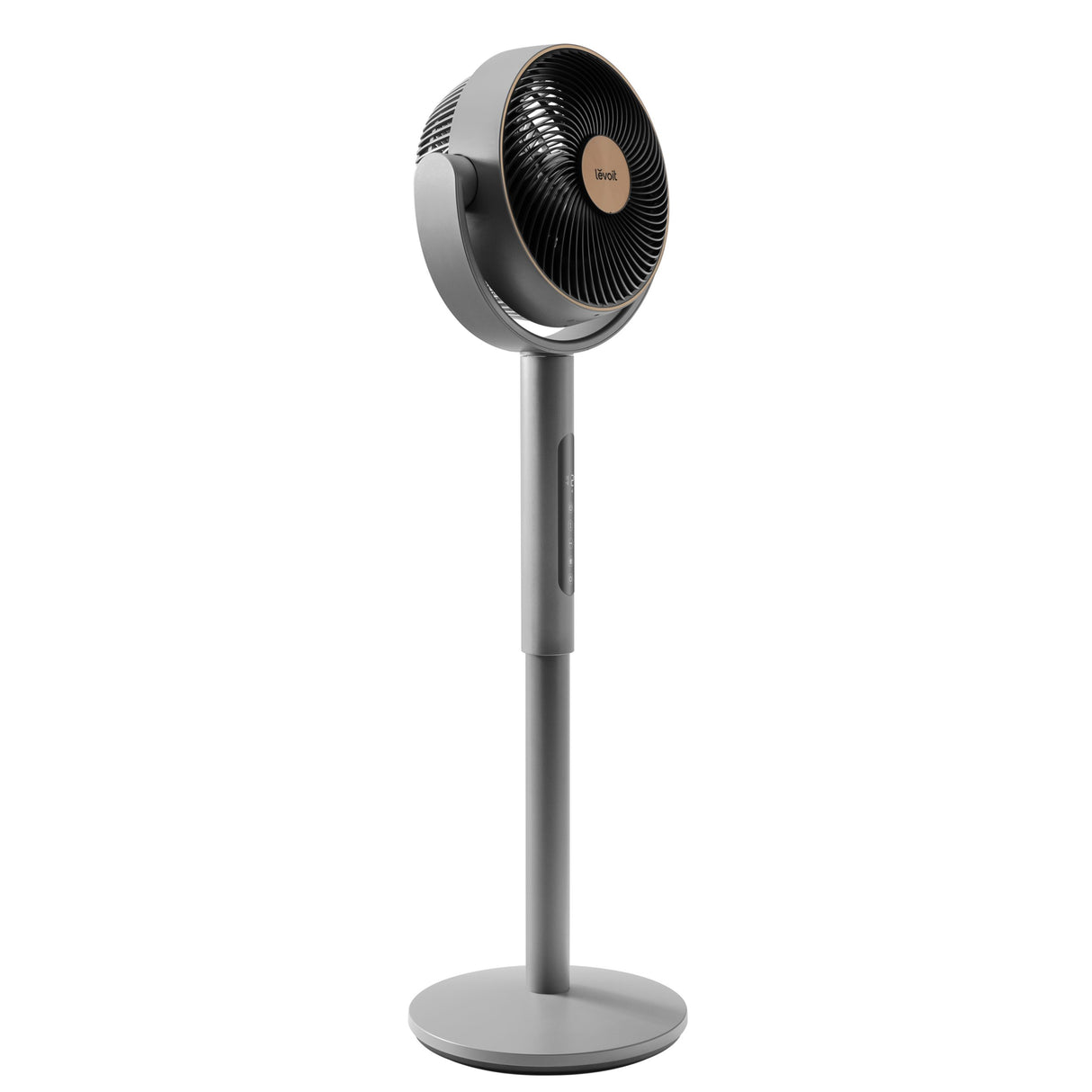 Ventilator cu picior Levoit, LPF-R432-AEUR, 110.8 cm, 28W, Senzor de Temperatură, 4 Moduri, Oscilație 120 grade, 12 viteze, Siilențios, Negru cu Auriu
