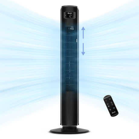 Ventilator turn Levoit, 107,6cm, 12 viteze, 4 moduri de funcționare, foarte silențios, telecomandă, negru