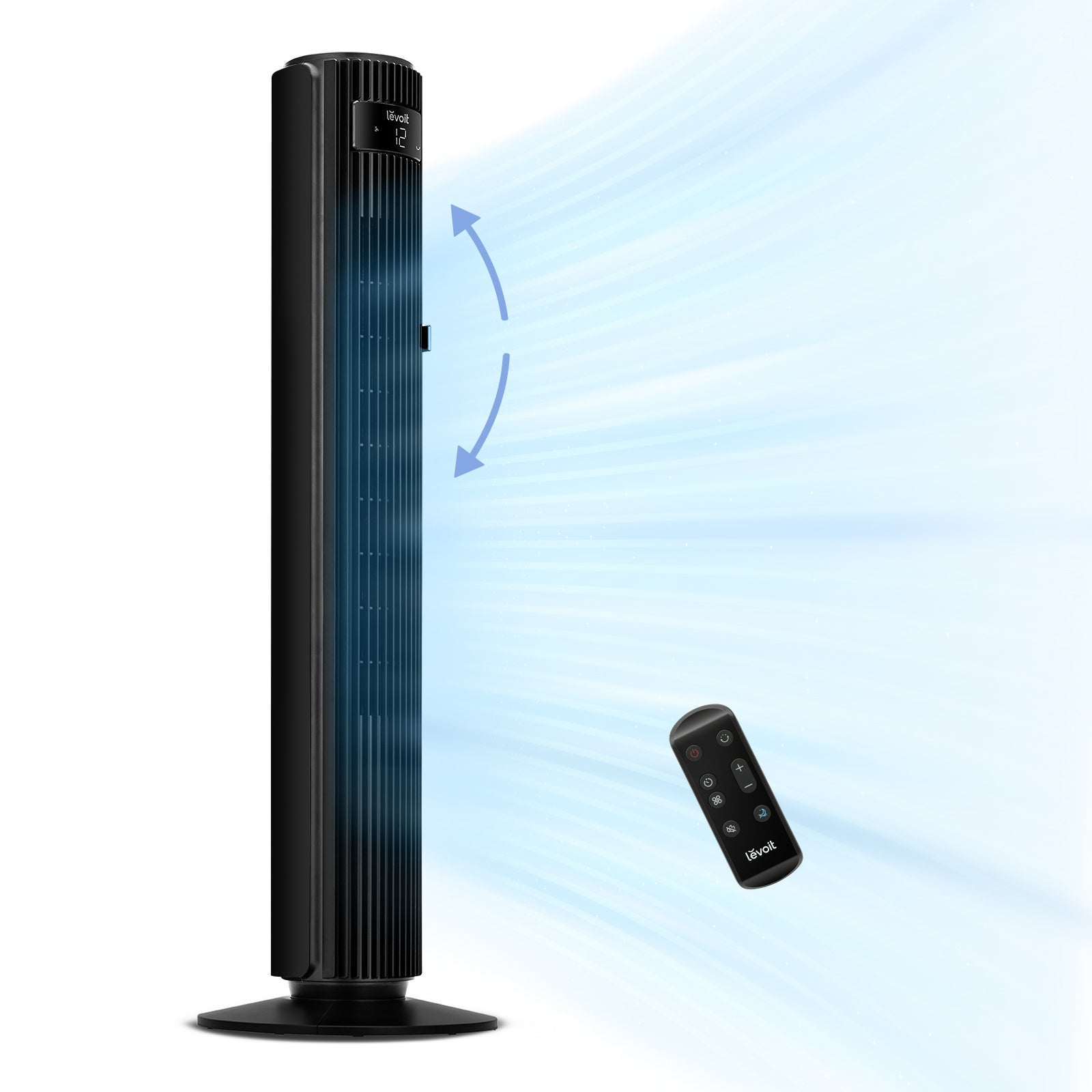 Ventilator turn Levoit, 107,6cm, 12 viteze, 4 moduri de funcționare, foarte silențios, telecomandă, negru