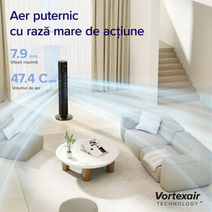 Resigilat! Ventilator turn Levoit, 107,6cm, 12 viteze, 4 moduri de funcționare, foarte silențios, telecomandă, negru