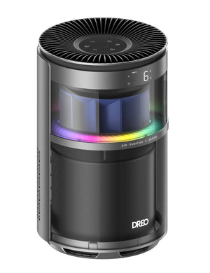 Purificator aer Dreo 530AS Smart, Wifi, 221 m³/h, Filtru 3 in 1 True HEPA, DREO HyperSilent™, 4 trepte de viteza, Mod Turbo, Mod Auto, Mod de noapte, Senzor calitate aer, Lumină ambientală, Până la 90 m², Negru
