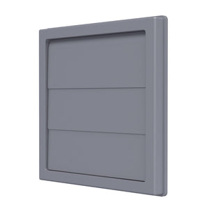 Grila ventilatie Ø100mm patrata cu lamele gravitationale, exterior 150x150, ASA plastic Grey