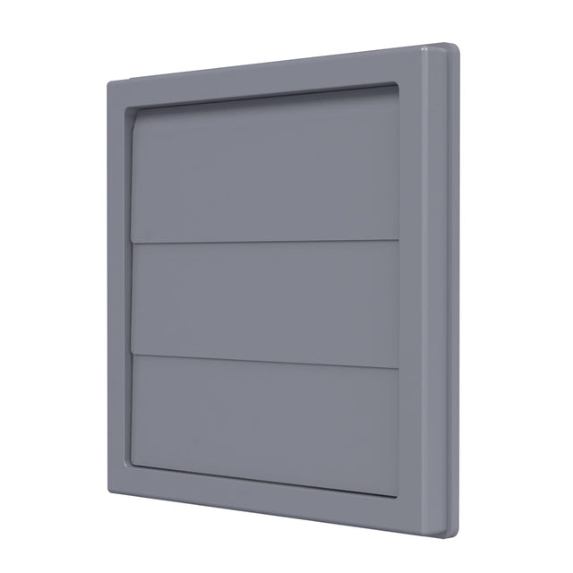 Grila ventilatie Ø100mm patrata cu lamele gravitationale, exterior 150x150, ASA plastic Grey