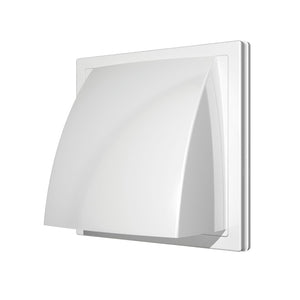 Grila ventilatie Ø100mm patrata cu clapeta antiretur, exterior 150x150, ASA plastic Alb
