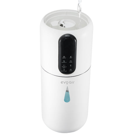 Umidificator Evoair STEAMIX3800 Smart, Wifi, Rezervor 3.8L, Capacitate de umidificare 300ml/h, Senzor umiditate, Mod Auto, Autonomie 13 ore, Lampă UVA, Aromaterapie, Indicator umiditate și temperatură, Telecomandă, Alb