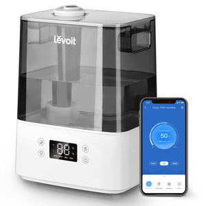 Resigilat! Umidificator de aer LEVOIT Classic 300S, Rezervor 6L, Super Silentios, Aplicatie Smart, Senzor Umiditate, Functie AUTO, Aromaterapie, Autonomie 60 ore, Gray