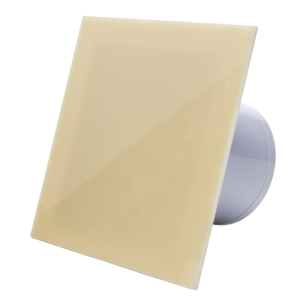 Ventilator de baie Ecovent DECORA, Ø100, Super Silent, Panou Plexiglas schimbabil, Clapeta antiretur, Debit 93 m3/h, Garanție 5 ani, Bej