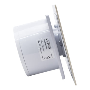 Ventilator de baie Ecovent DECORA, Ø125, Super Silent, Panou Plexiglas schimbabil, Clapetă antiretur, Debit 140 m3/h, Garanție 5 ani, Bej