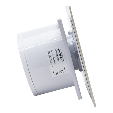 Ventilator de baie Ecovent DECORA, Ø125, Super Silent, Panou Plexiglas schimbabil, Clapetă antiretur, Debit 140 m3/h, Garanție 5 ani, Bej