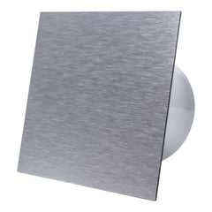 Ventilator de baie Ecovent DECORA, Ø100, Super Silent, Panou Plexiglas schimbabil, Clapeta antiretur, Debit 93 m3/h, Garanție 5 ani, Argintiu Satinat