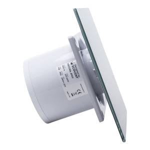 Ventilator de baie Ecovent DECORA SMART, Ø100, Super Silent, Senzor Umiditate, Timer, Panou sticlă, Clapetă antiretur, Debit 93 m3/h, Garanție 5 ani, Negru