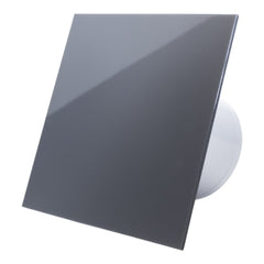 Ventilator de baie Ecovent DECORA, Ø125, Super Silent, Panou Plexiglas schimbabil, Clapetă antiretur, Debit 140 m3/h, Garanție 5 ani, Gri