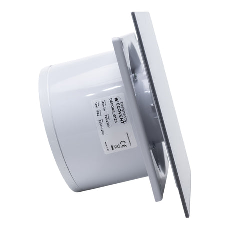 Ventilator de baie Ecovent DECORA, Ø125, Super Silent, Panou Plexiglas schimbabil, Clapetă antiretur, Debit 140 m3/h, Garanție 5 ani, Gri