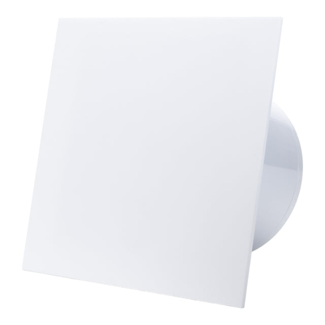 Ventilator de baie Ecovent DECORA, Ø125, Super Silent, Panou Plexiglas schimbabil, Clapetă antiretur, Debit 140 m3/h, Garanție 5 ani, Alb