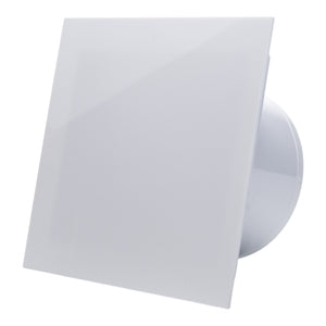 Ventilator de baie Ecovent DECORA, Ø100, Super Silent, Panou Plexiglas schimbabil, Clapeta antiretur, Debit 93 m3/h, Garanție 5 ani, Alb