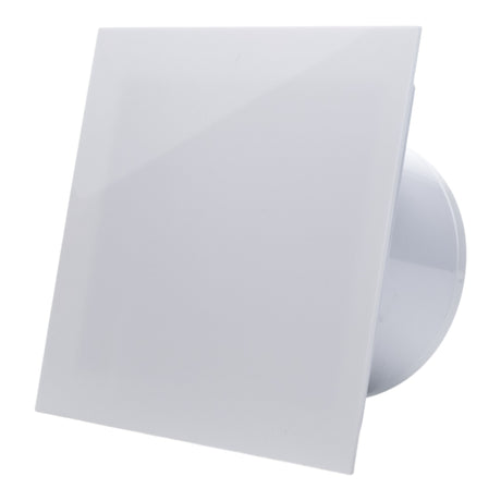 Ventilator de baie Ecovent DECORA, Ø100, Super Silent, Panou Plexiglas schimbabil, Clapeta antiretur, Debit 93 m3/h, Garanție 5 ani, Alb