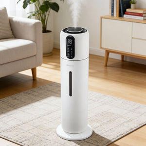 Umidificator Evoair STEAMIX8500 Smart, Wifi, Rezervor 8.5L, Capacitate de umidificare 300ml/h, Senzor umiditate, Mod Auto, Autonomie 28 ore, Lampă UVA, Aromaterapie, Indicator umiditate și temperatură, Telecomandă, Alb