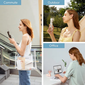 Ventilator portabil de mână JISULIFE, Life8 Plus, autonomie 11-46h, baterie 4500mAh, funcție Power Bank, lanternă LED, design pliabil, 3 viteze, încărcare rapidă, Verde mentă
