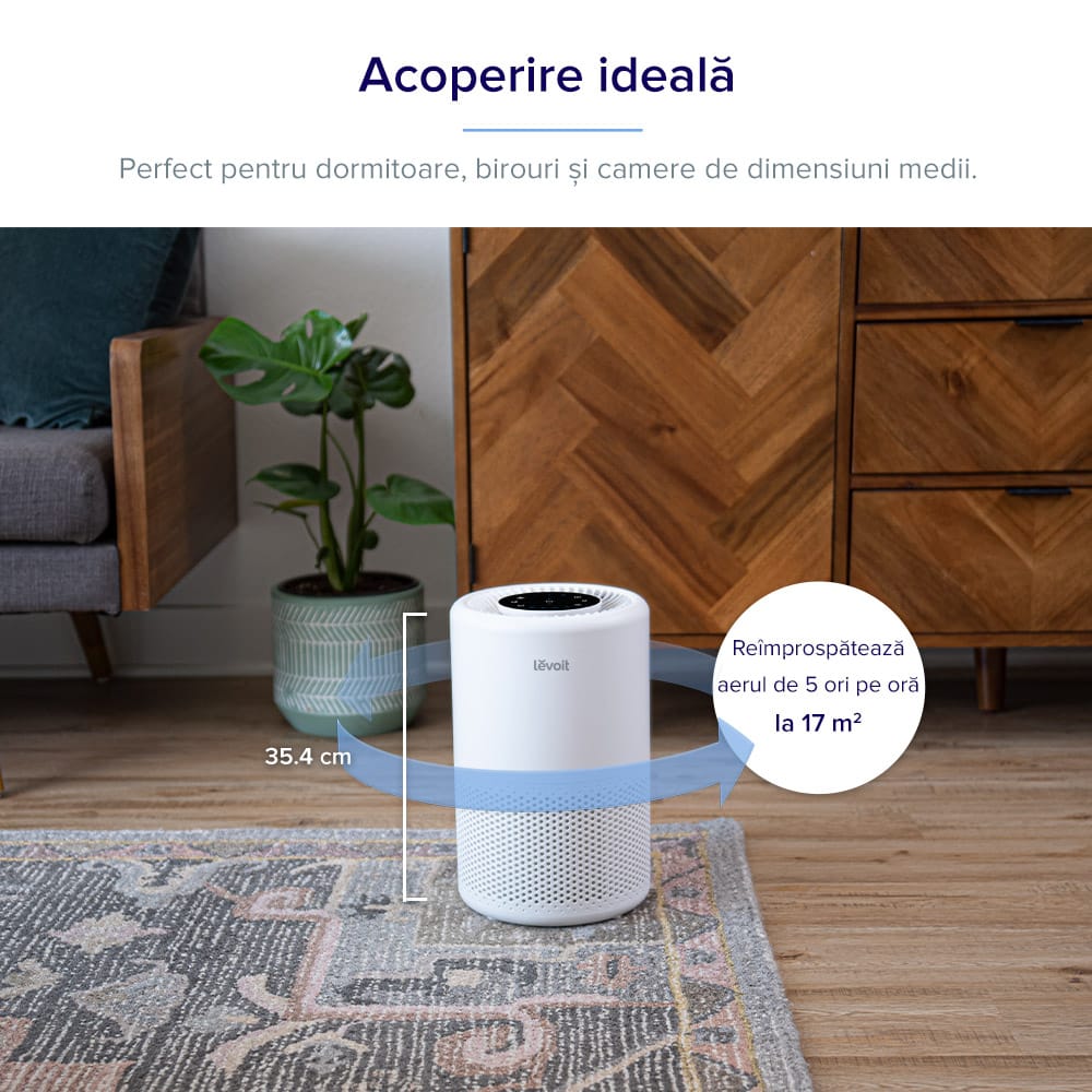 Purificator de Aer Smart Levoit Core 200S Wi-Fi, Filtru 3 in 1 True HEPA, Carbon Activ, Remote Control, Super Silent, Alexa, Google Home, Touch Screen, Alb