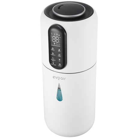 Umidificator Evoair STEAMIX3800 Smart, Wifi, Rezervor 3.8L, Capacitate de umidificare 300ml/h, Senzor umiditate, Mod Auto, Autonomie 13 ore, Lampă UVA, Aromaterapie, Indicator umiditate și temperatură, Telecomandă, Alb