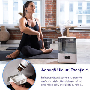Umidificator de aer LEVOIT Classic 300S, Rezervor 6L, Super Silentios, Aplicatie Smart, Senzor Umiditate, Functie AUTO, Aromaterapie, Autonomie 60 ore, Gray
